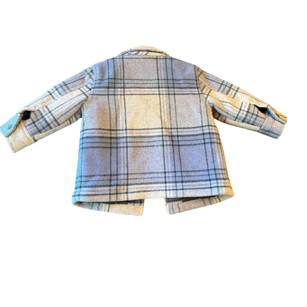 Baby Gap Plaid Wool Blend‎ Shacket Blue Cream 12-18 Months 732913-00-1
